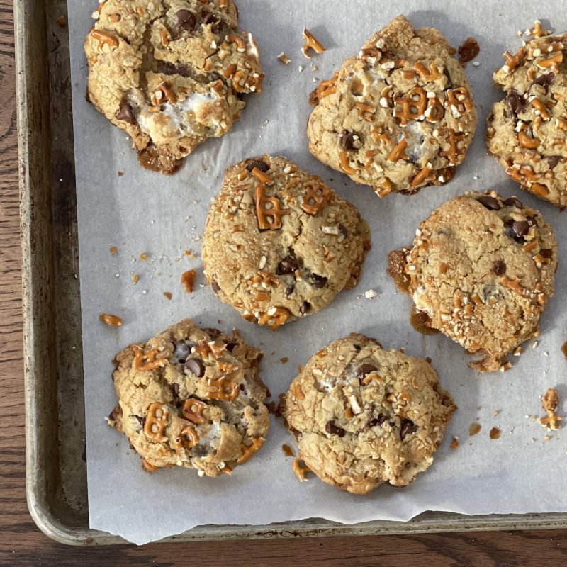 Marshmallow & Pretzel Chocolate Chip Cookies TRGL The Real Good Life